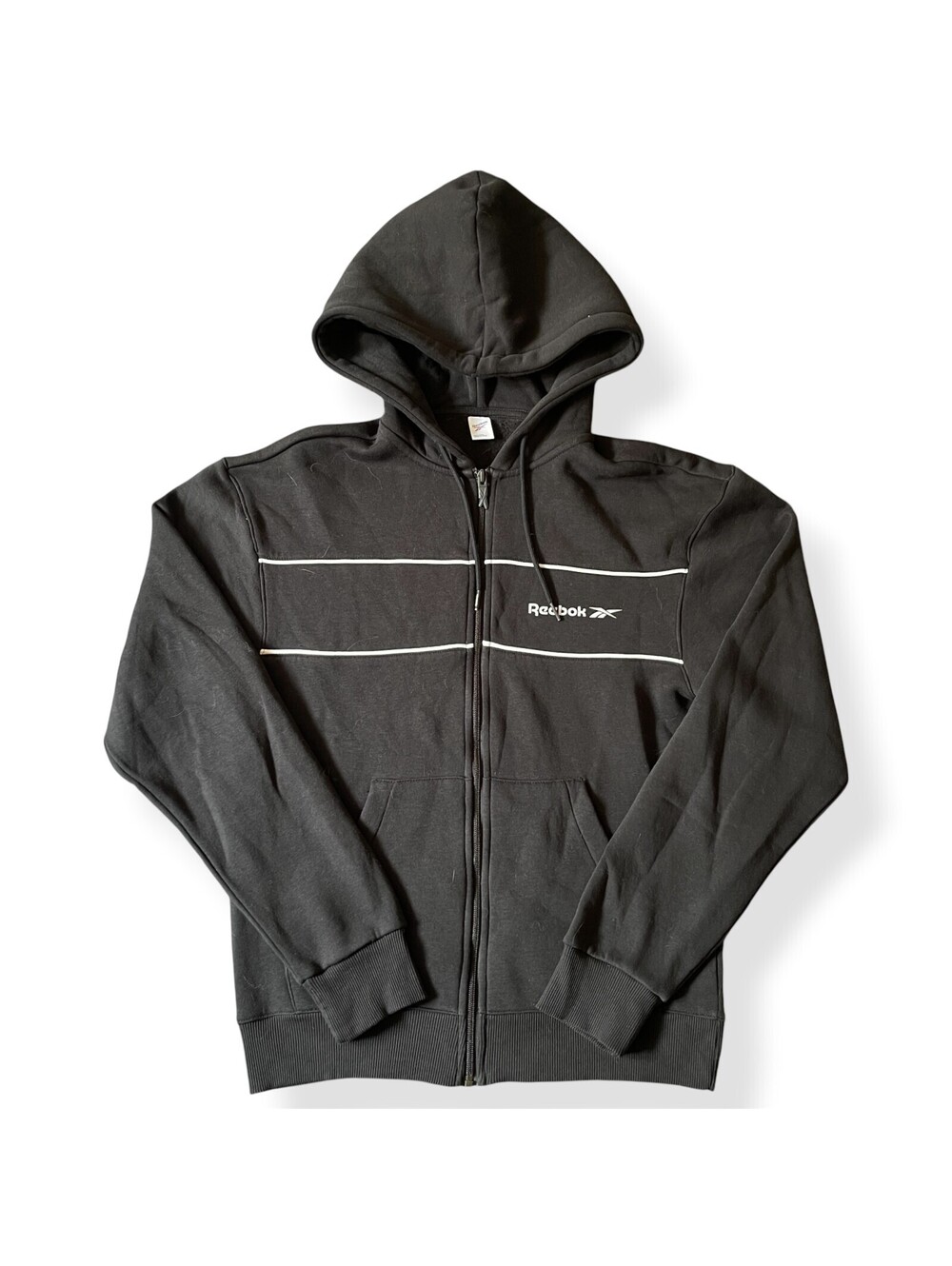 Reebok Athletic Sweatshirt Full-Zip Hoodie Black Mens Size Small